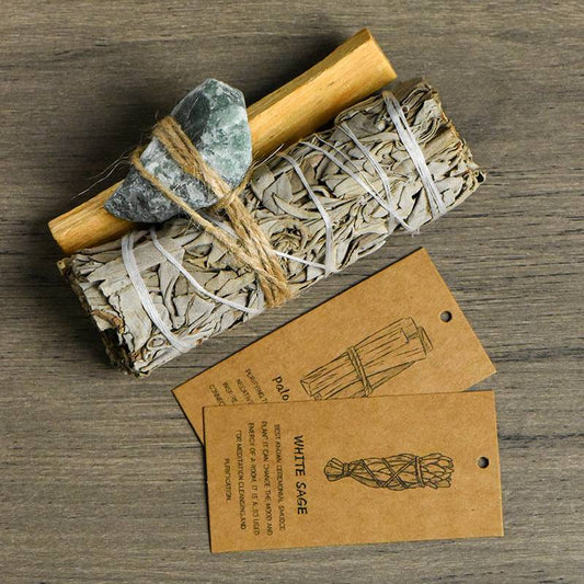 🌿✨ Sage + Palo Santo + Raw Crystal Cleansing & Healing Kit